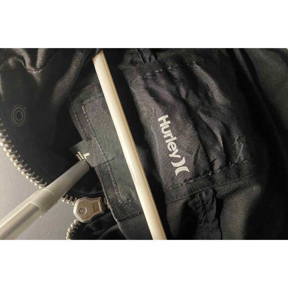 Hurley Utility Jacket Mens L Black Full Zip Peacoat Snap - Picture 3 of 5